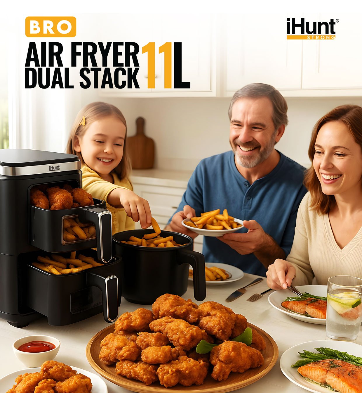 ihunt dual stack, friteuza cu aer cald premium