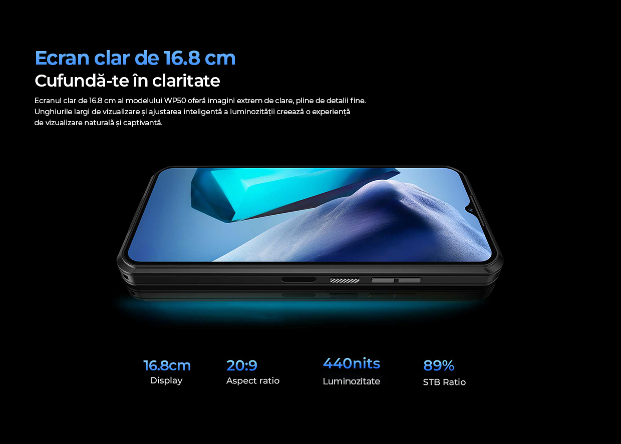 oukitel wp50, Display HD+ 6.6 Inch pentru Vizibilitate Perfectă